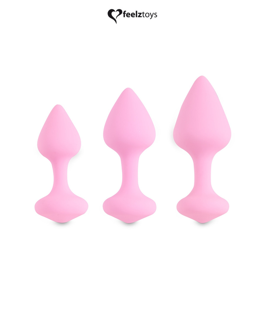 Coffret 3 plugs anal Bibi - rose