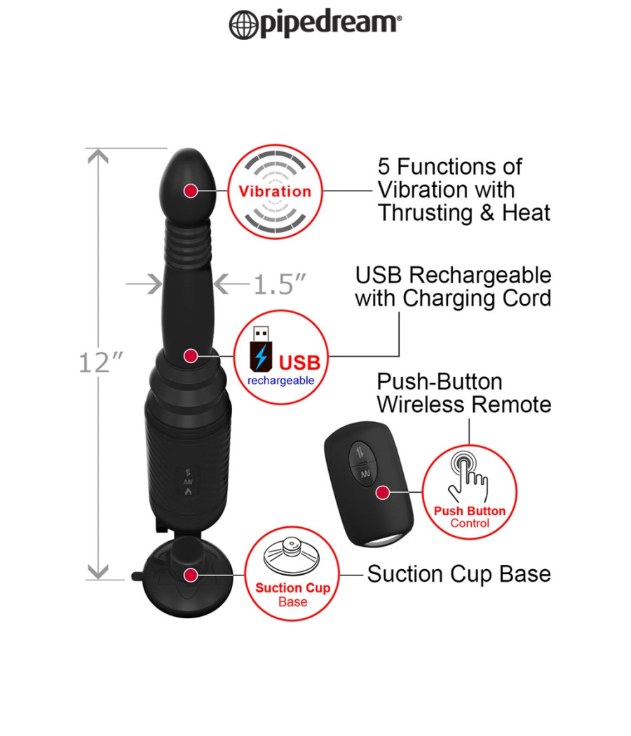 Plug anal va-et-vient télécommandé Vibrating Ass Thruster