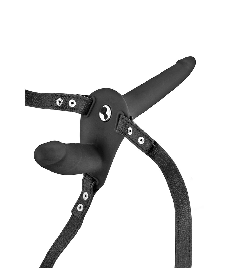 Double gode ceinture noir vibrant - Fetish Tentation