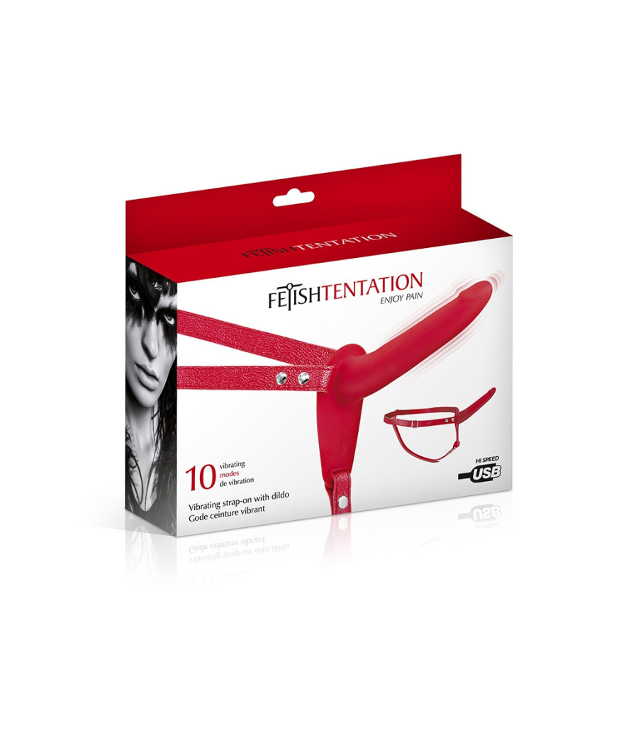 Gode ceinture rouge vibrant Fetish Tentation