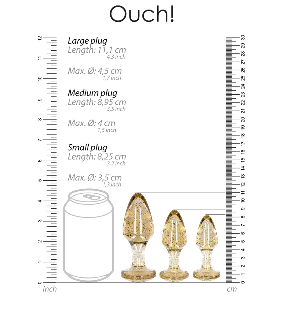 Set 3 plugs pailletés dorés en acrylique - Ouch!