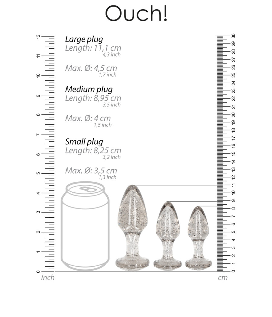 Set 3 plugs pailletés argentés en acrylique - Ouch!