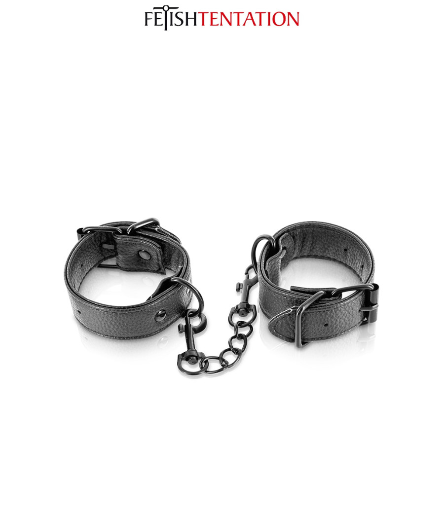 Menottes simili cuir ajustables - Fetish Tentation