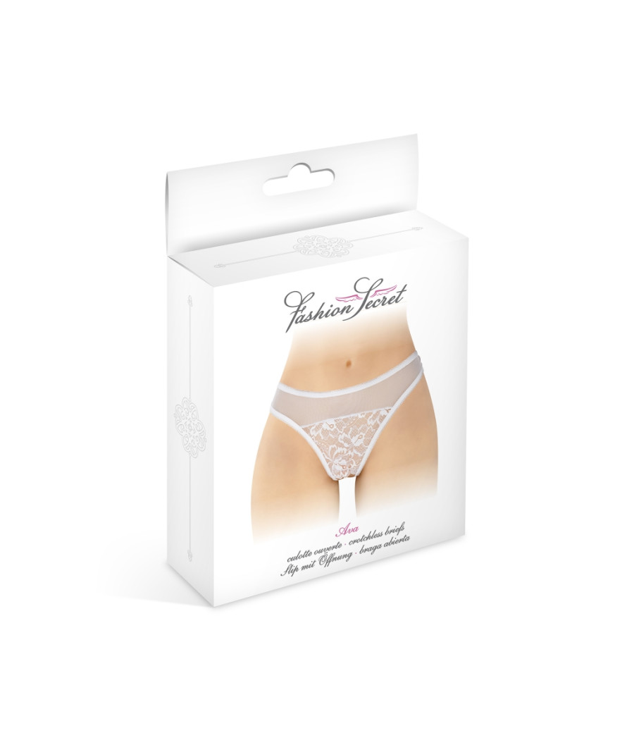 Tanga blanc ouvert Ava - Fashion Secret