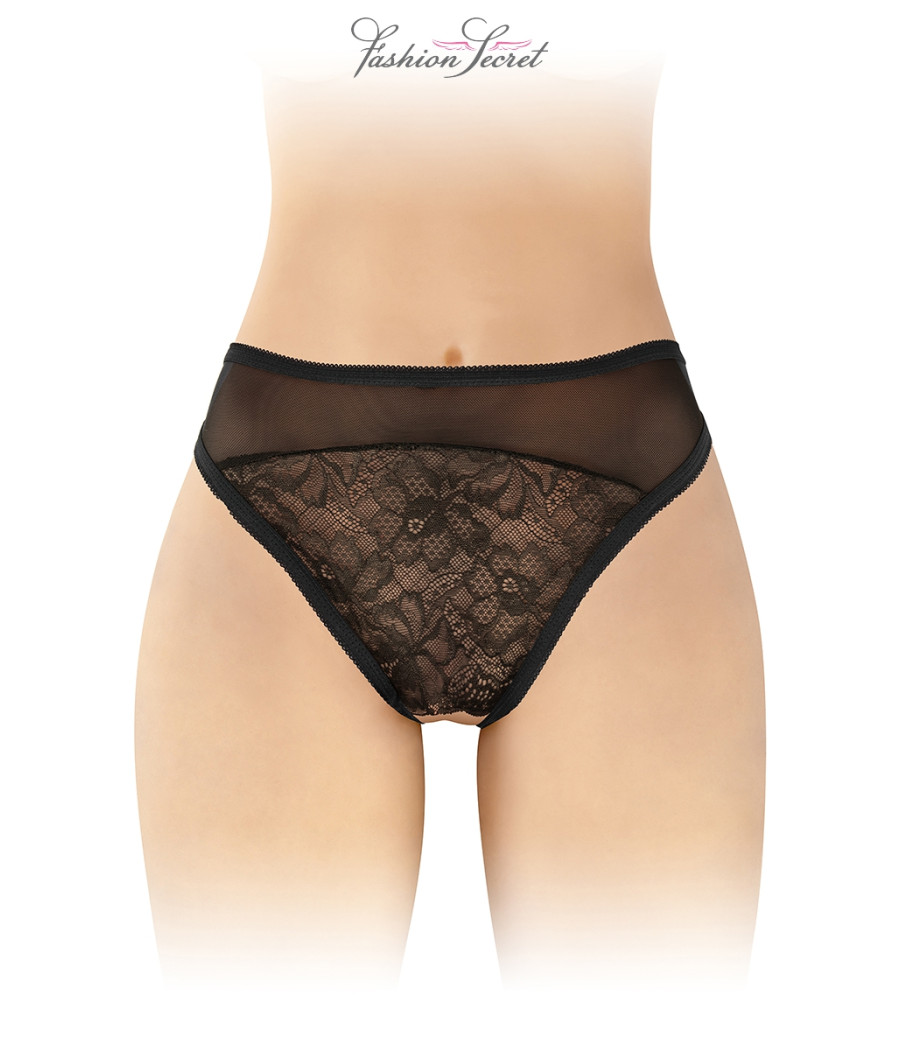 Tanga noir ouvert Ava - Fashion Secret