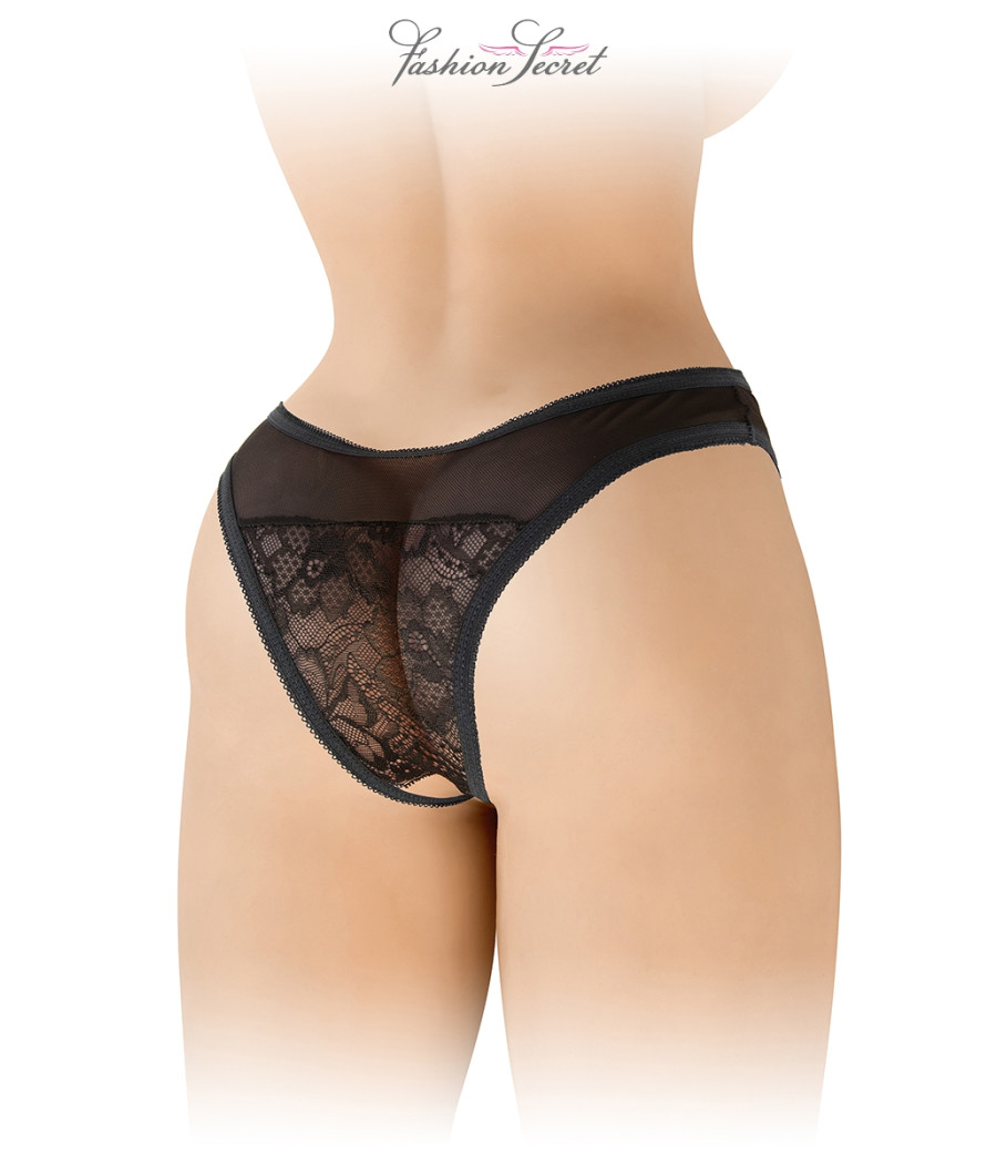 Tanga noir ouvert Ava - Fashion Secret