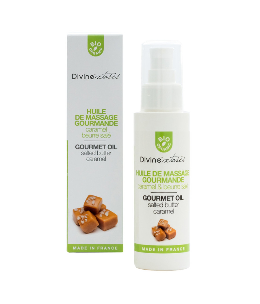 Huile de massage gourmande BIO Caramel - Divinextases