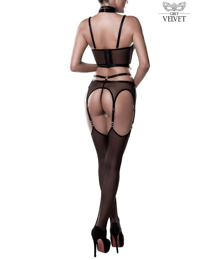 Set sexy fetish harnais et voile - Grey Velvet