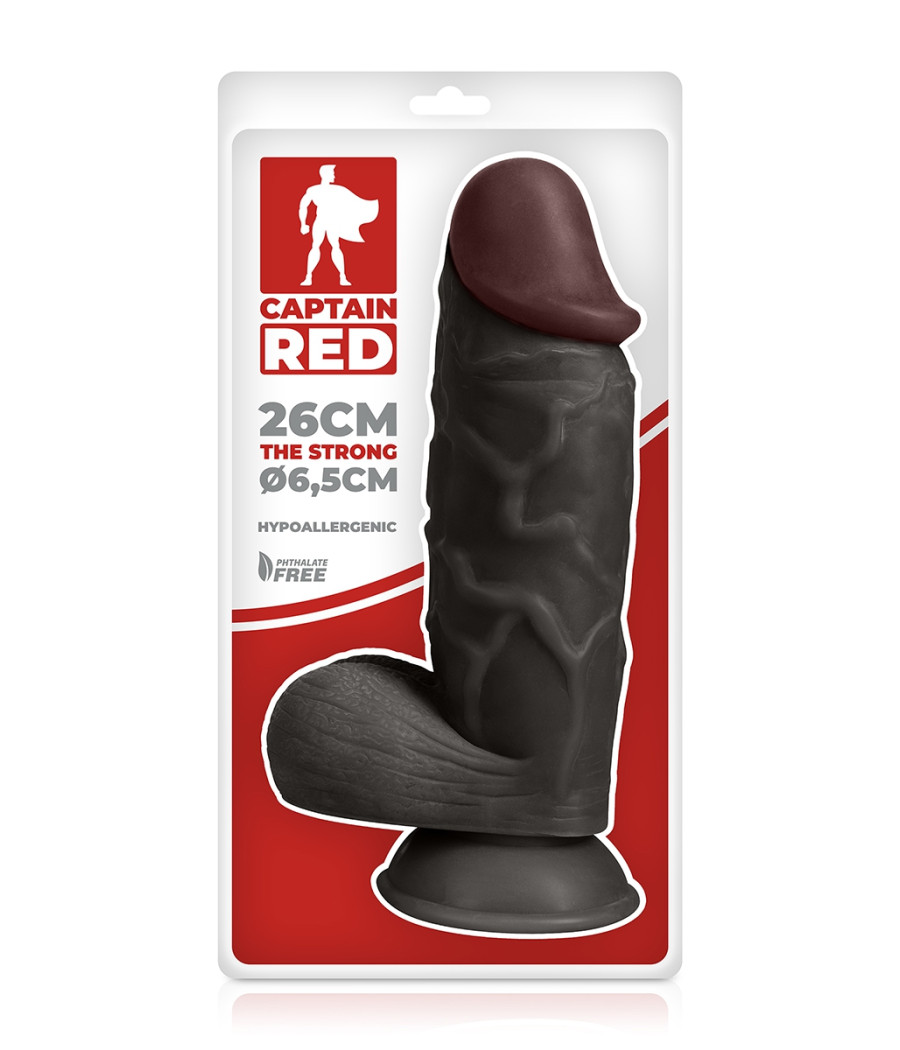 Gode XXL The Strong Black 26 x 6,5 cm - Captain Red