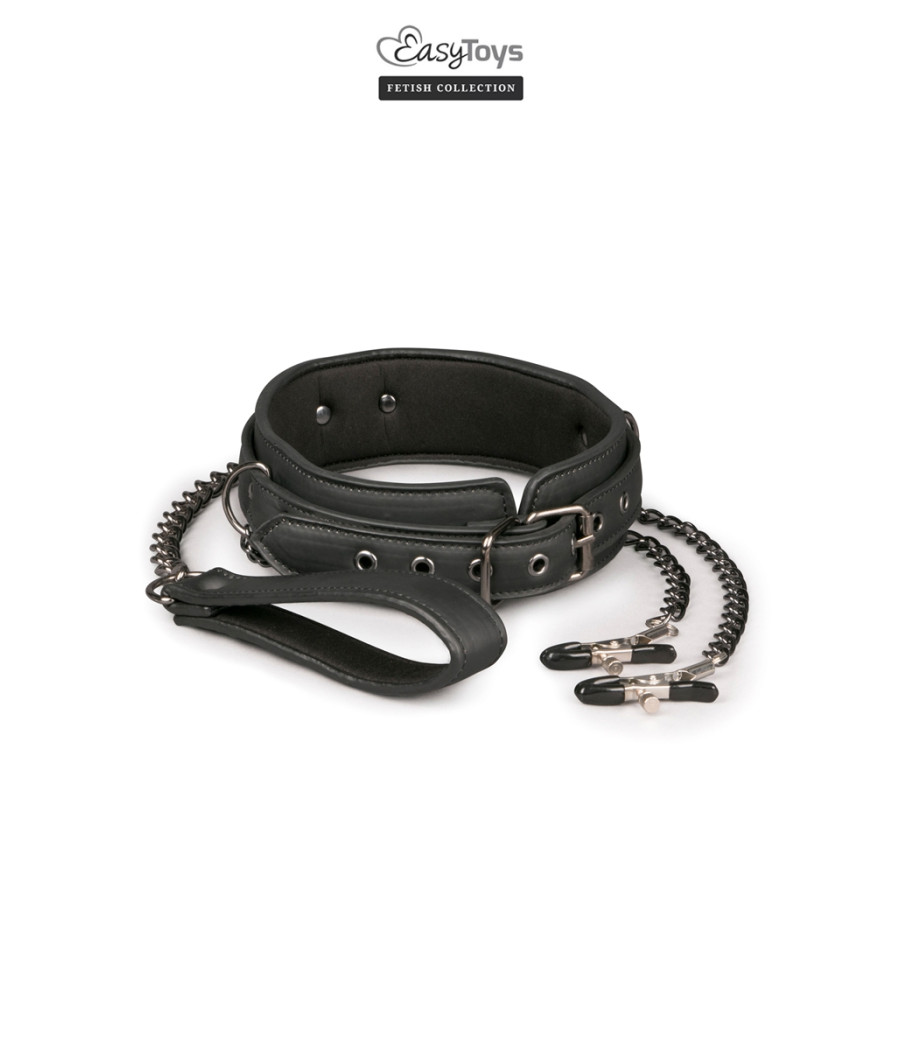 Collier cuir avec chaînes de seins - Easytoys Fetish Collection