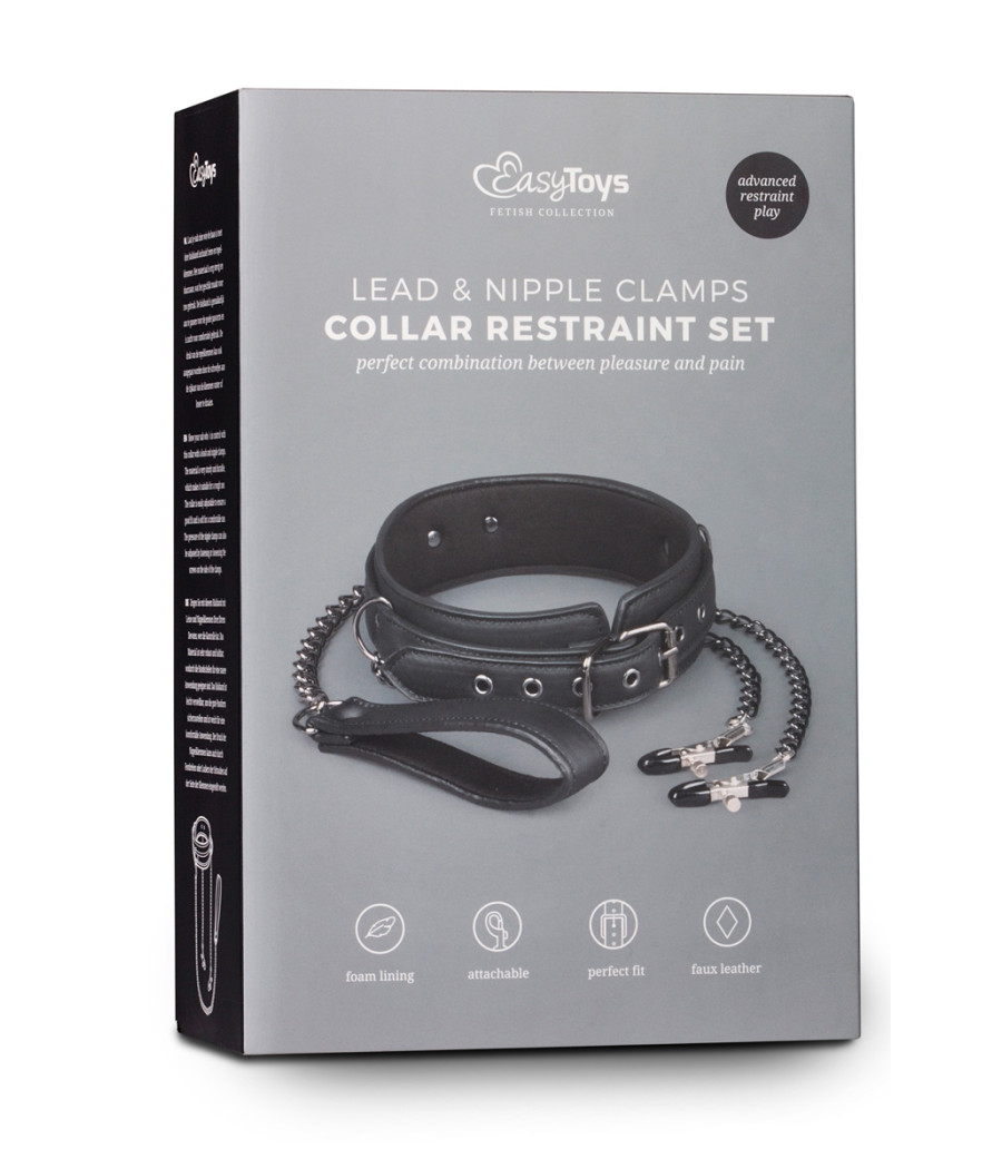 Collier cuir avec chaînes de seins - Easytoys Fetish Collection