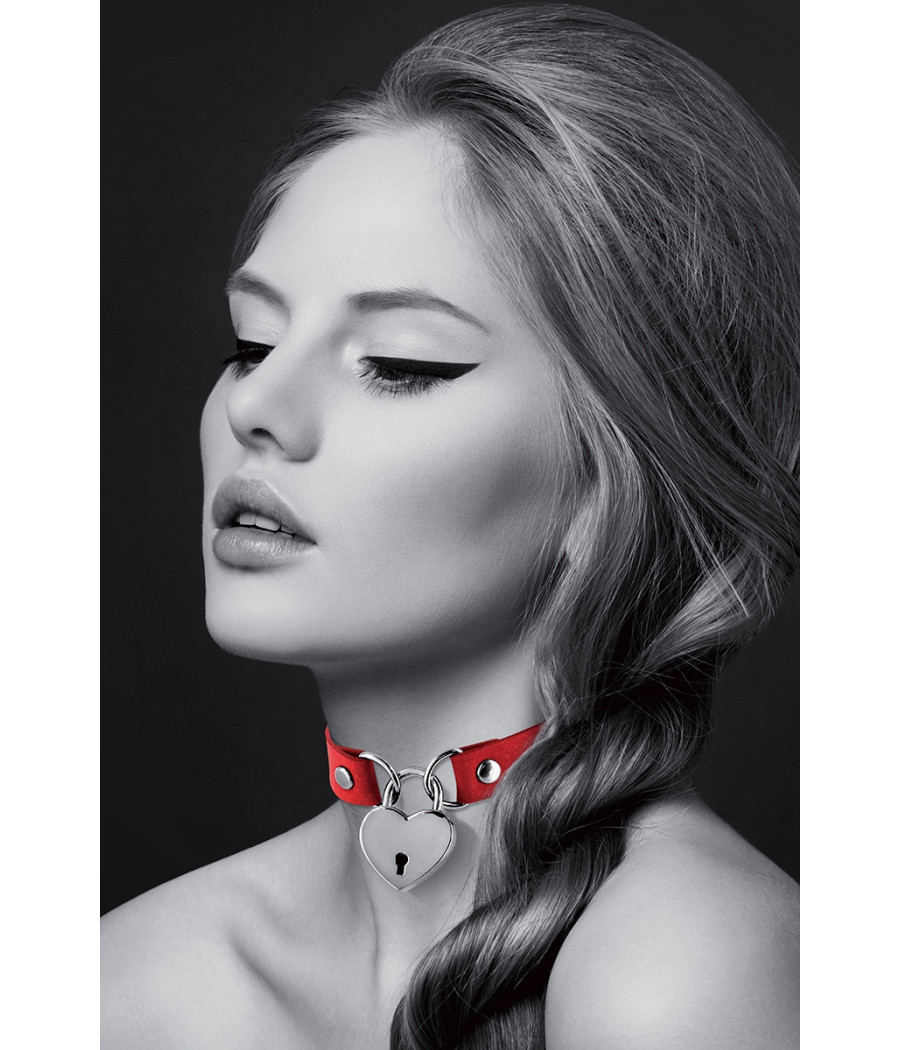 Collier rouge cadenas coeur - Bijoux Pour Toi