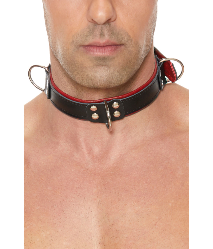 Collier Bondage Deluxe rouge et noir - Ouch!