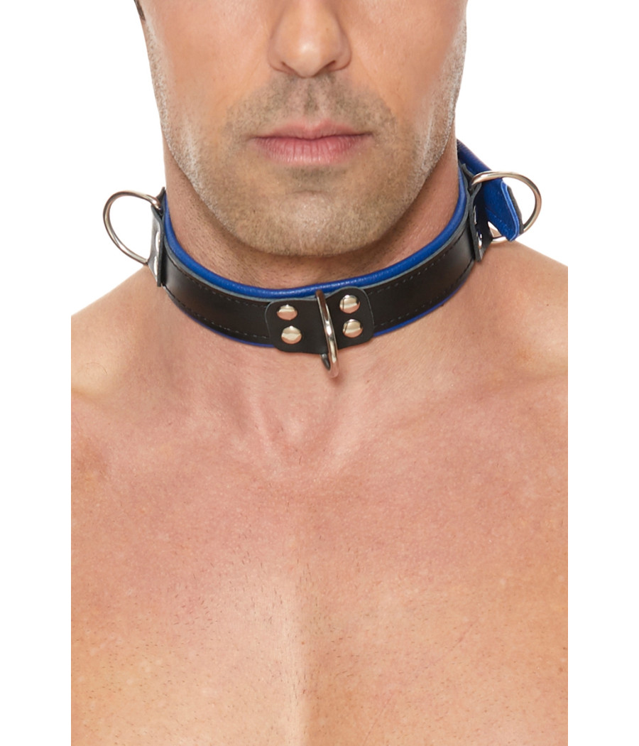 Collier Bondage Deluxe bleu et noir - Ouch!