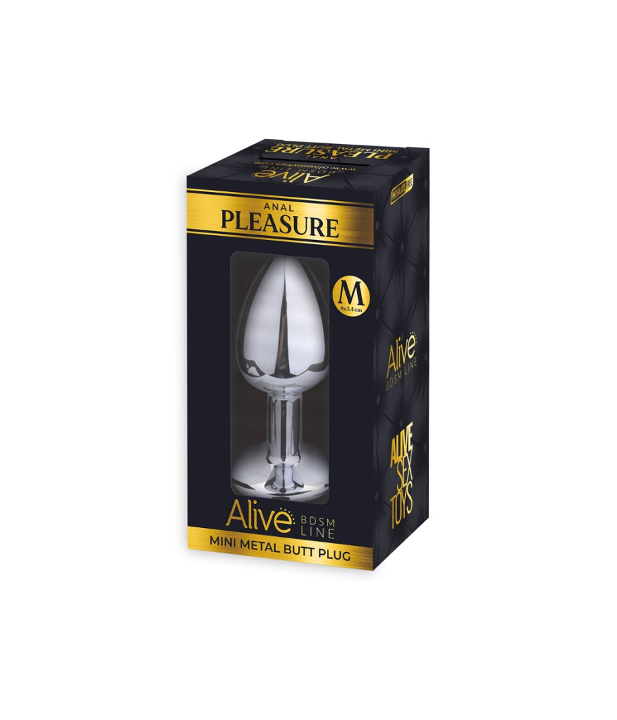 Plug métal bijou transparent M - Alive