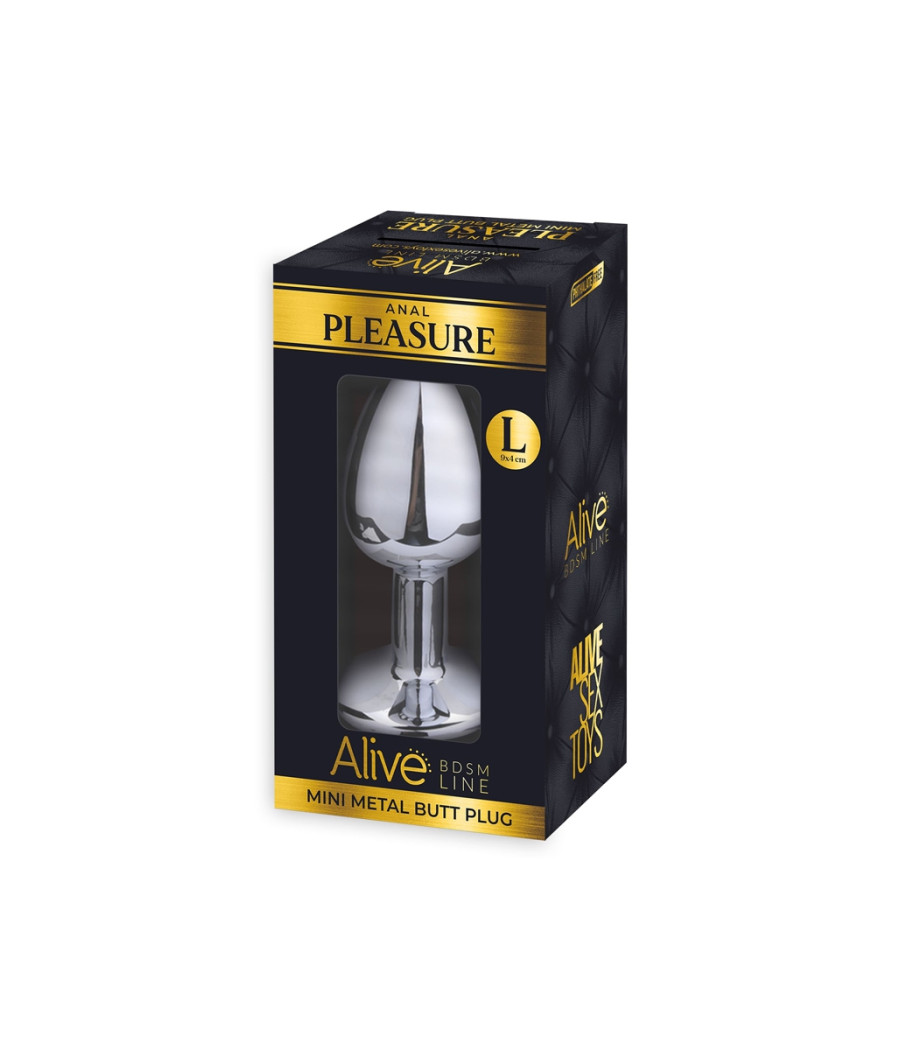 Plug métal bijou transparent L - Alive