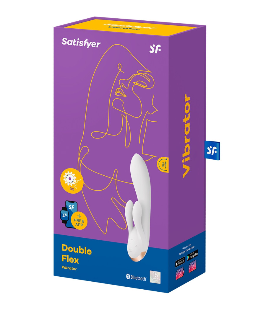 Vibro Rabbit connecté Double Flex blanc - Satisfyer