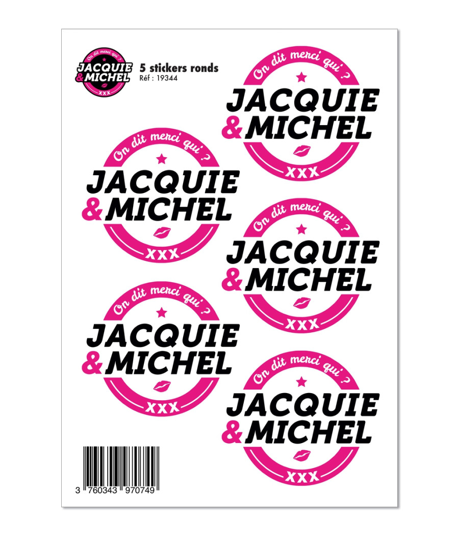 5 stickers J&M blanc logo rond