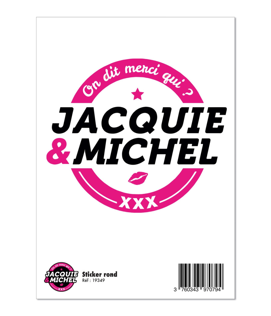 Grand sticker Jacquie & Michel rond blanc