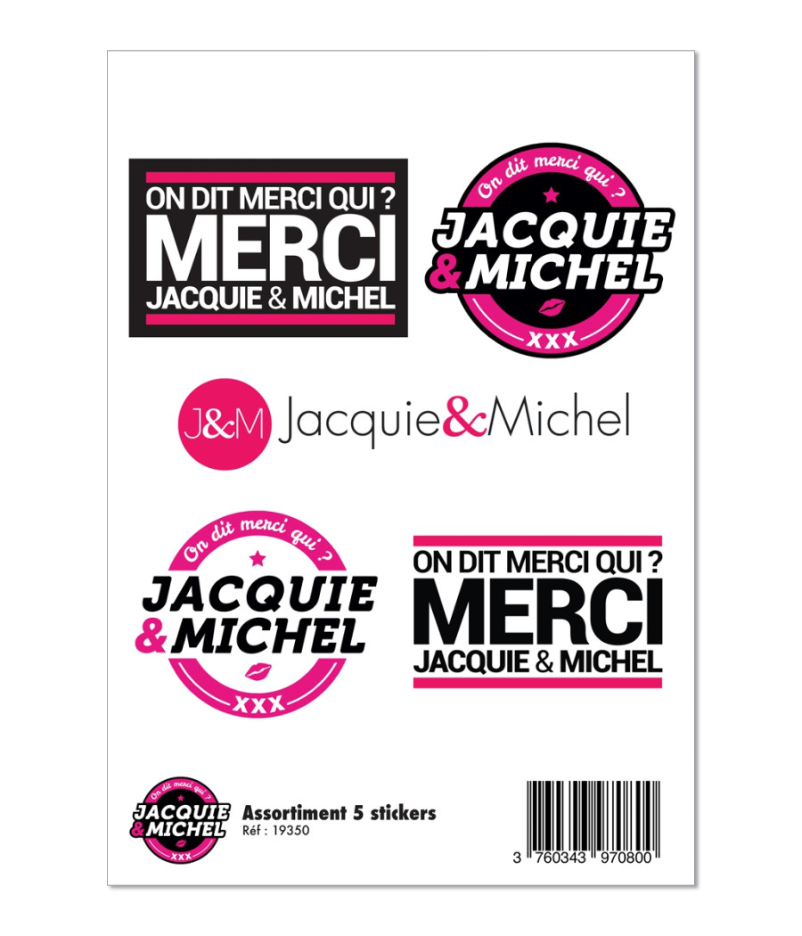 Assortiment 5 stickers J&M