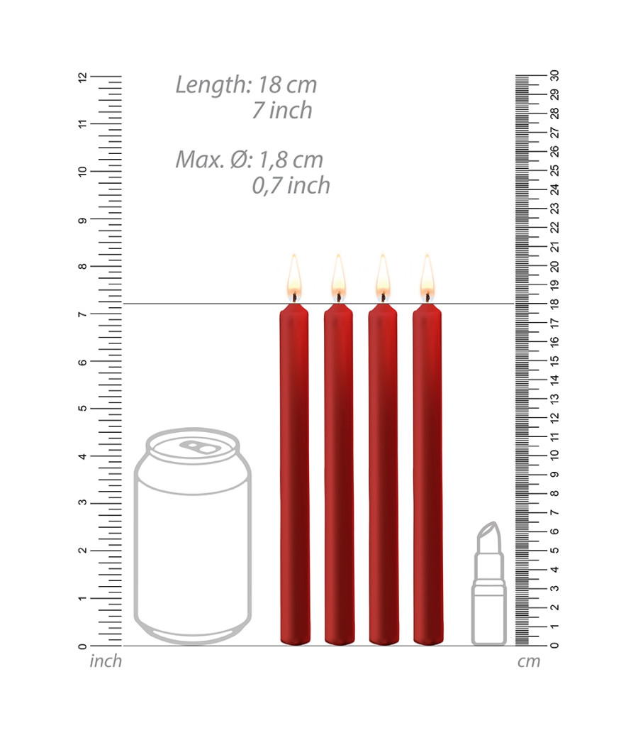 4 bougies SM rouges Large - Ouch!