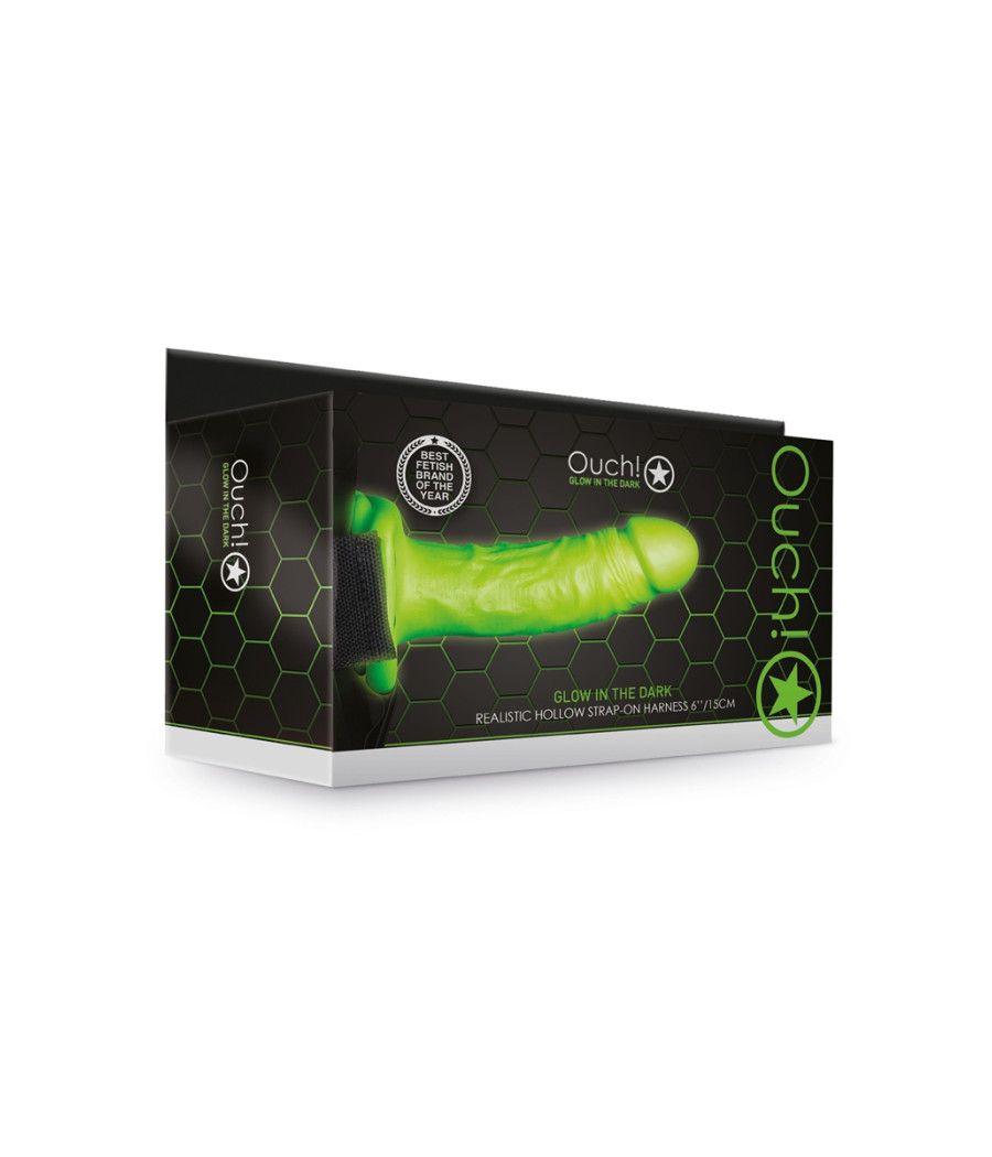 Gode-ceinture creux phosphorescent  18cm - Ouch