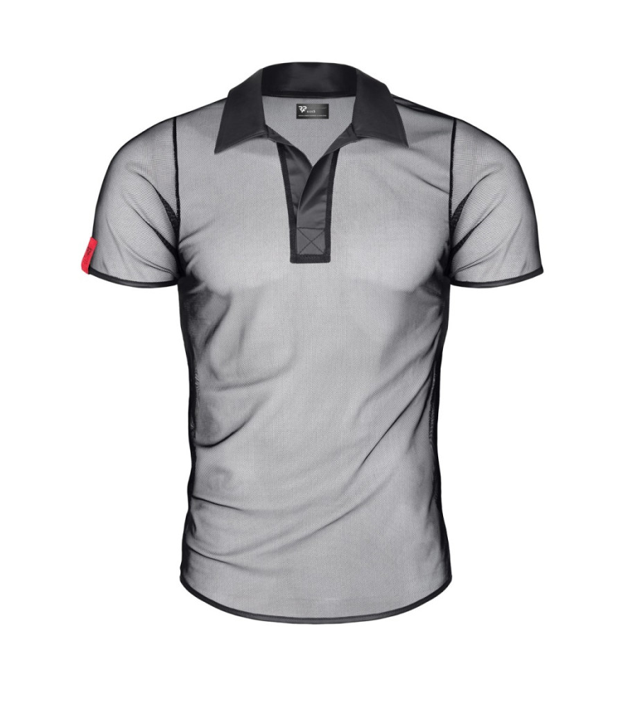 Polo en maille noire transparente - Regnes