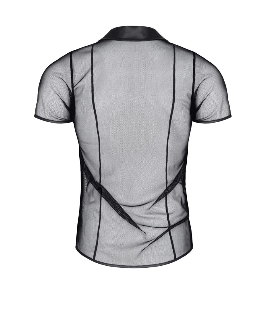 Polo en maille noire transparente - Regnes