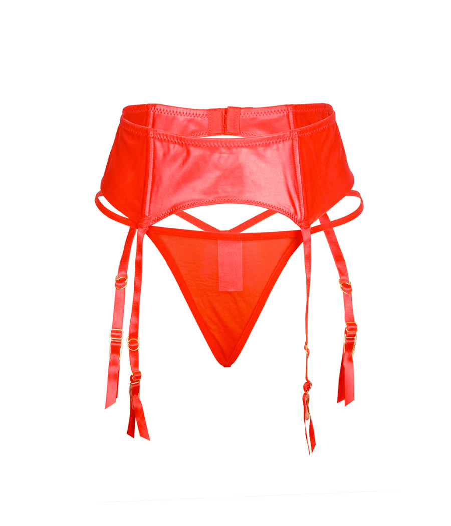 Porte-jarretelles wetlook avec string rouge