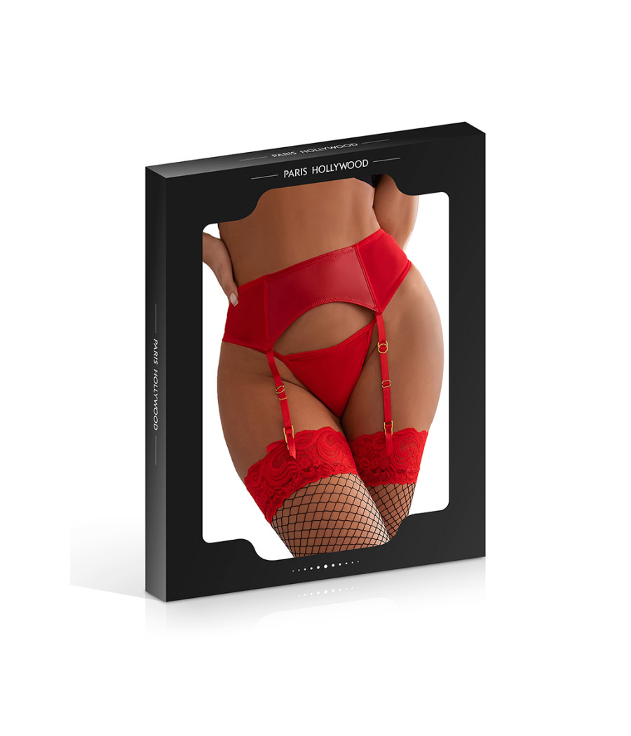 Porte-jarretelles wetlook avec string rouge