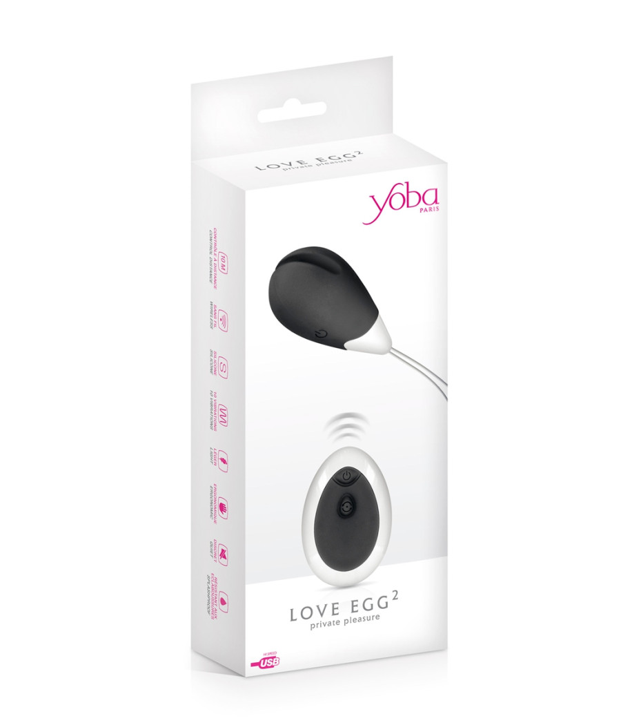 Oeuf vibrant Love Egg 2 noir - Yoba